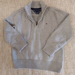 Tommy Hilfiger Quarter Zip Boys Size 5 Gray Mock Neck Sweater Long Sleeve